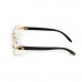 Men's Vintage Rimless Black Wood Gold Frame Retro Hip Hop  Clear Lens Glasses