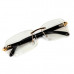 Men's Vintage Rimless Black Wood Gold Frame Retro Hip Hop  Clear Lens Glasses