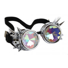 Kaleidoscope Silver Steampunk Goggles Punk Gothic Aviator Rave Kaleidoscopic