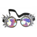 Kaleidoscope Silver Steampunk Goggles Punk Gothic Aviator Rave Kaleidoscopic