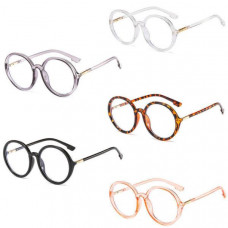 Women Men Anti-Blue Light Glasses Retro Round Large Frame Plain Glasses Frame N