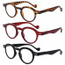 3 PACK Vintage Round Reading Glasses Mens Womens Spring Hinges Readers +1.0~+4.0