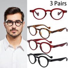 3 Pairs Round Spring Hinges Reading Glasses Readers 1.0 1.5 2.0 2.5 3.0 3.5